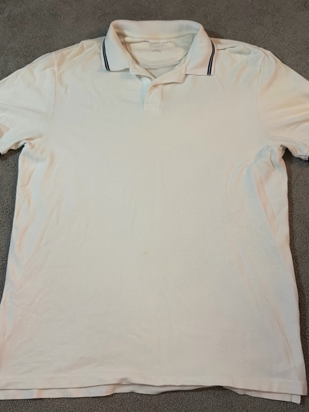 American Eagle Outfitters White Polo with Navy Collar Stripe
